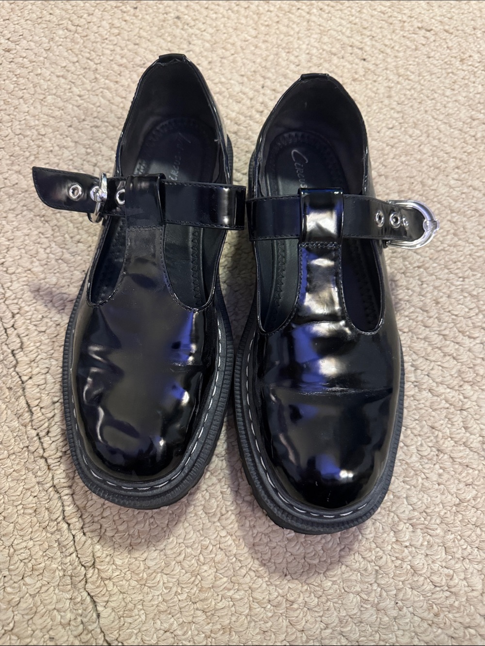 Crescent Black Patent Mary Jane Loafers